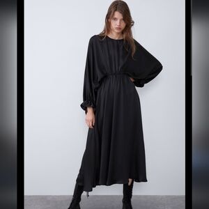 Black Long Sleeve Bishop Sundress for Casual Nights